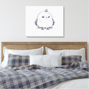 Niedlicher Kawaii Chubby Bird Cartoon - Adorable P Leinwanddruck