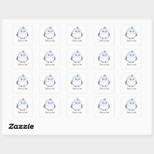 Niedlicher Kawaii Chubby Bird Cartoon - Adorable P Quadratischer Aufkleber