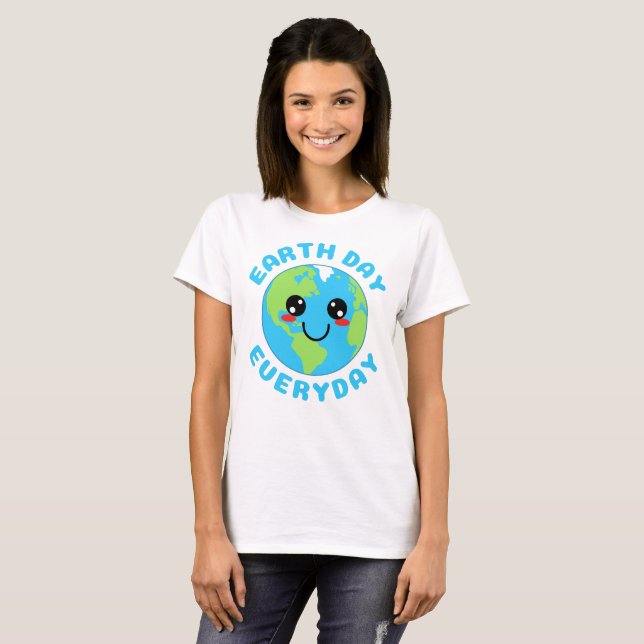 Niedlicher Kawaii-Earth-Tag T-Shirt (Vorne ganz)