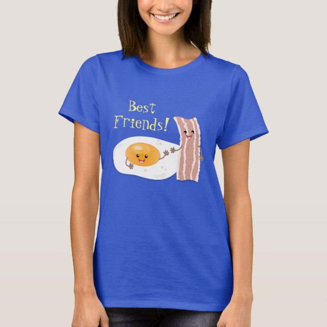 Niedlicher Kawaii-Eier-Speck-Cartoon-Illustration T-Shirt (Vorderseite)