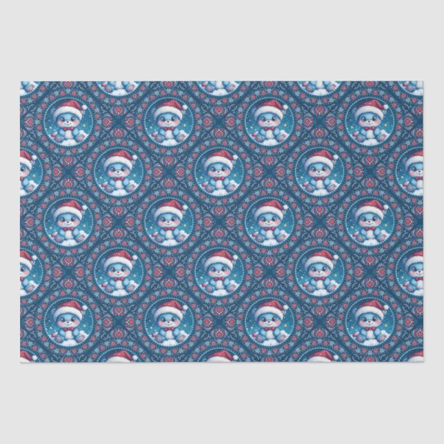 Niedlicher Kawaii-Festbär Mandala Geo Diamond Tile Seidenpapier (Vorderseite)