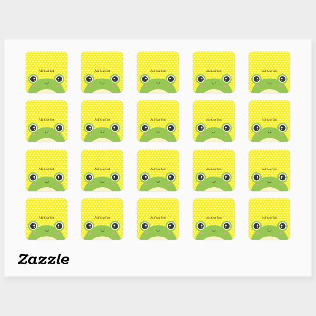 Niedlicher Kawaii Flüchtige Blick-a-Boo Frog Perso Quadratischer Aufkleber (Blatt)