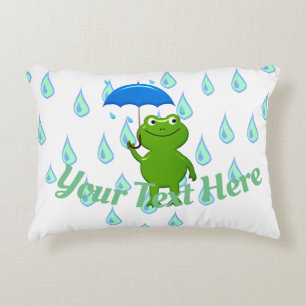 Niedlicher Kawaii Frog und Regen Dekokissen