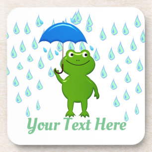 Niedlicher Kawaii Frog und Regen Getränkeuntersetzer