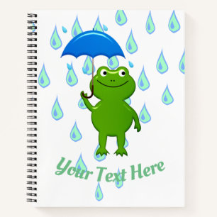 Niedlicher Kawaii Frog und Regen Notizbuch