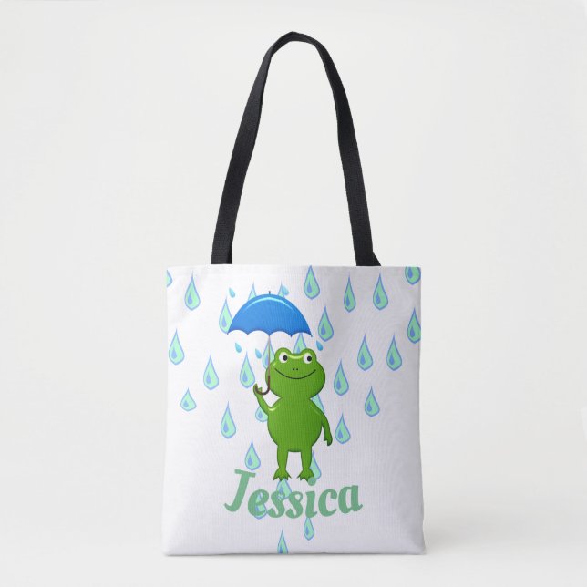 Niedlicher Kawaii Frog und Regen Tasche (Vorderseite)