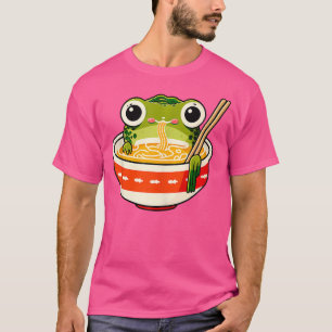Niedlicher Kawaii Frosch essen in Ramen Bowl T-Shirt