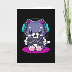 Niedlicher Kawaii Gaming Cat Manga Kitten Gamer Karte