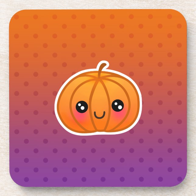 Niedlicher Kawaii Halloween Cartoon-Kürbis-Entwurf Untersetzer (Vorderseite)