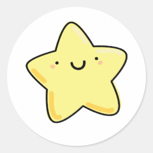 Niedlicher Kawaii Happy Star Runder Aufkleber