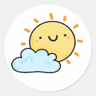 Niedlicher Kawaii-Happy Sun Runder Aufkleber