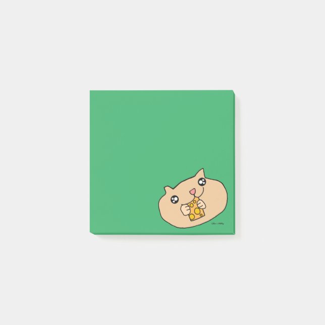 Niedlicher Kawaii Haustier Hamster Tiergrüner Aufk Post-it Klebezettel (Vorderseite)