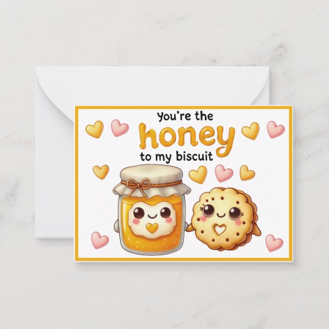Niedlicher Kawaii Honig und Biscuits Mitteilungskarte (Vorderseite)