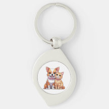 Niedlicher Kawaii-Hund und Katzen-Cartoon