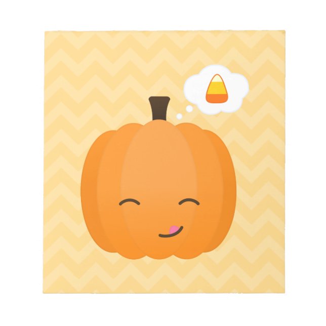Niedlicher Kawaii Jack o'Lantern und Candy Corn Notizblock (Vorderseite)