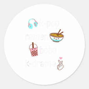 Niedlicher Kawaii K-Pop Ramen Boba Bubble Tee Runder Aufkleber
