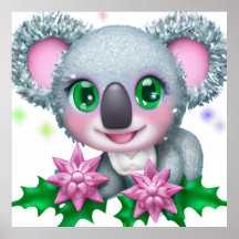 Niedlicher Kawaii-Koala-Bär mit Blume