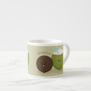 Niedlicher Kawaii Kokosnuss Cartoon Illustration Espressotasse