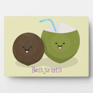 Niedlicher Kawaii Kokosnuss Cartoon Illustration Fotoplatte