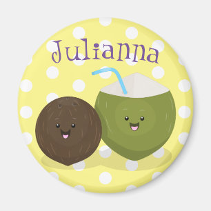 Niedlicher Kawaii Kokosnuss Cartoon Illustration Magnet