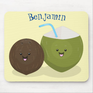 Niedlicher Kawaii Kokosnuss Cartoon Illustration Mousepad