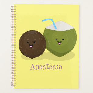 Niedlicher Kawaii Kokosnuss Cartoon Illustration Planer