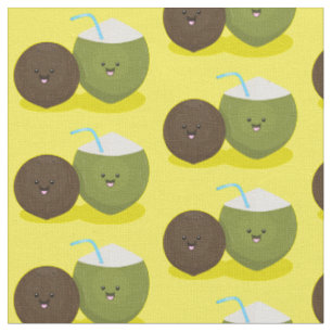Niedlicher Kawaii Kokosnuss Cartoon Illustration Stoff