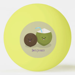 Niedlicher Kawaii Kokosnuss Cartoon Illustration Tischtennisball