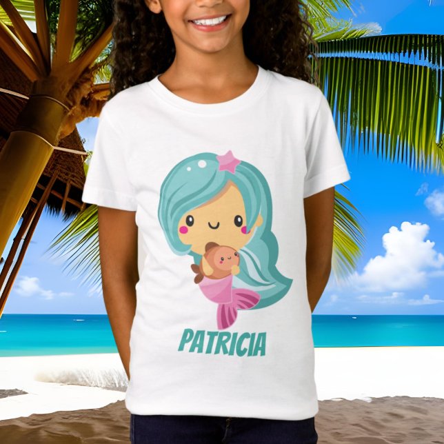 Niedlicher Kawaii mermaid Name T - Shirt (Von Creator hochgeladen)