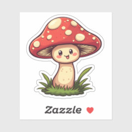 Niedlicher Kawaii Mushroom Fun Whimsical Natureled Aufkleber