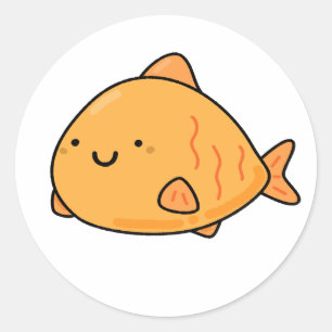 Niedlicher Kawaii-Orangenfisch Runder Aufkleber