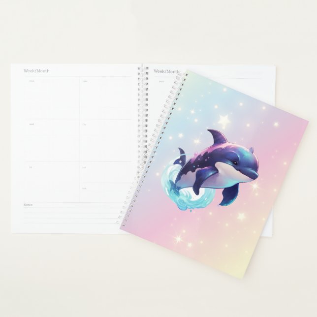 Niedlicher Kawaii Orca Killer Whale Pink und Blau Planer (Anzeige)