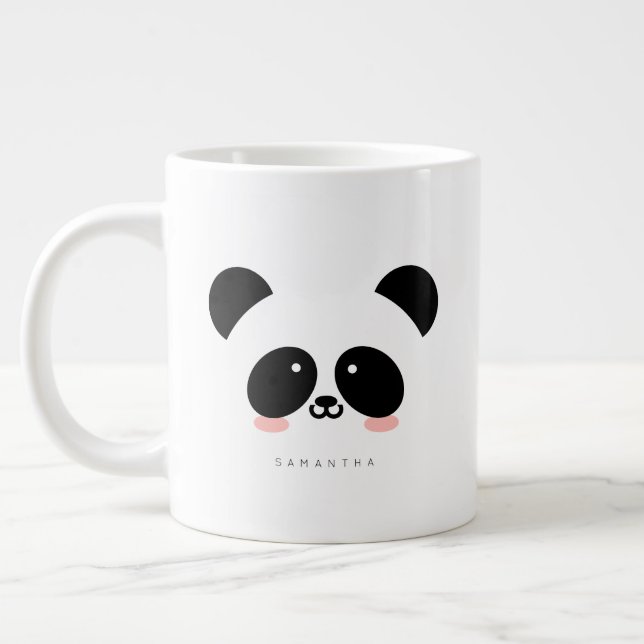 Niedlicher Kawaii-Panda| Name hinzufügen Jumbo-Tasse (Links)