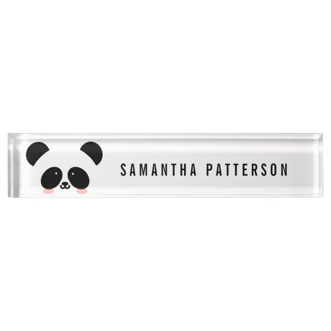 Niedlicher Kawaii-Panda| Name hinzufügen Namensplakette (Vorderseite)