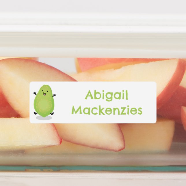 Niedlicher Kawaii Papaya Pfow Cartoon personalisie Etiketten (Befestigt)