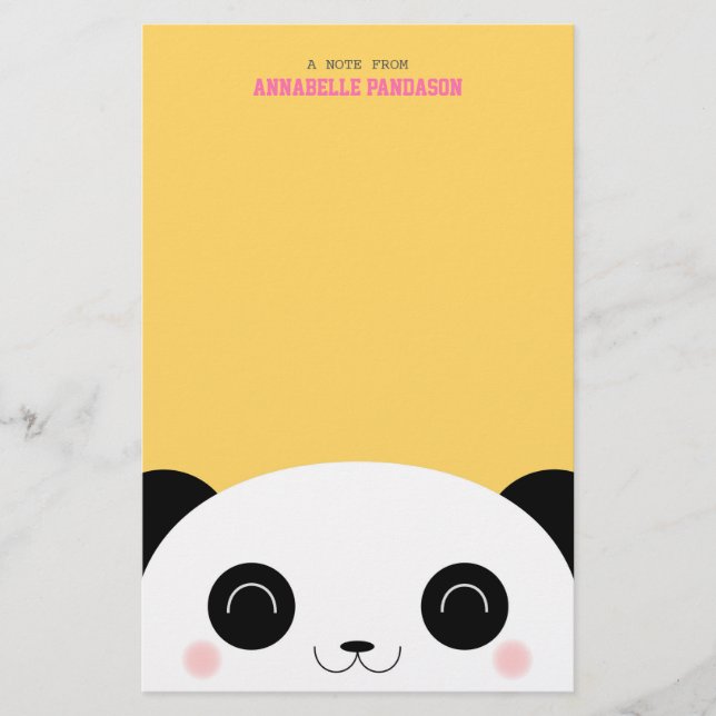 Niedlicher Kawaii Peekaboo-Panda Briefpapier (Vorderseite)