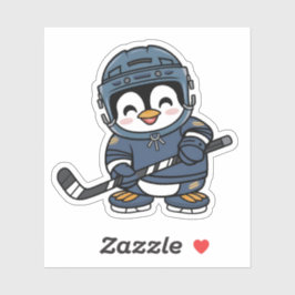 Niedlicher Kawaii Penguin im Hockey Outfit Spaß Sp Aufkleber