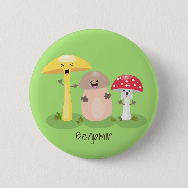 Niedlicher Kawaii-Pilzpilz Button (Vorderseite)