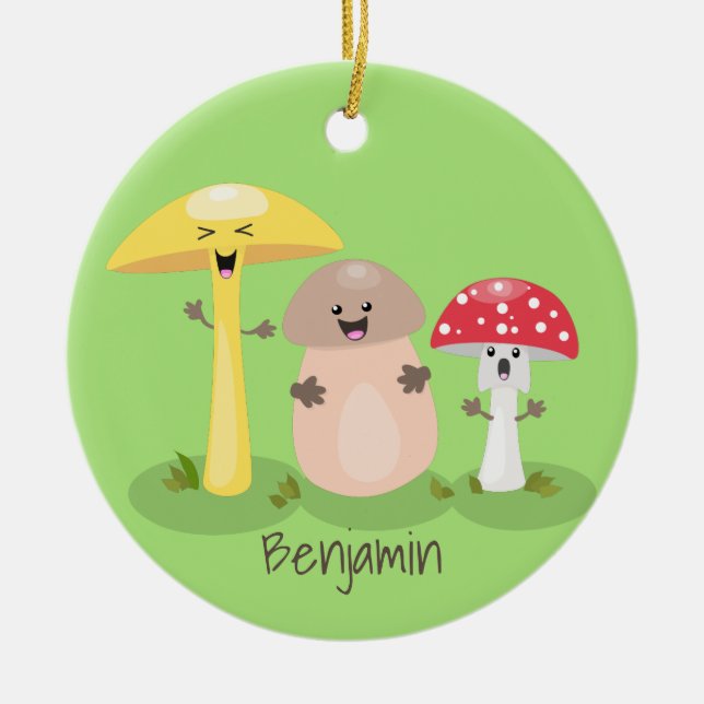 Niedlicher Kawaii-Pilzpilz Keramik Ornament (Vorne)