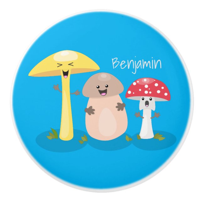 Niedlicher Kawaii-Pilzpilz Keramikknauf (Vorderseite)