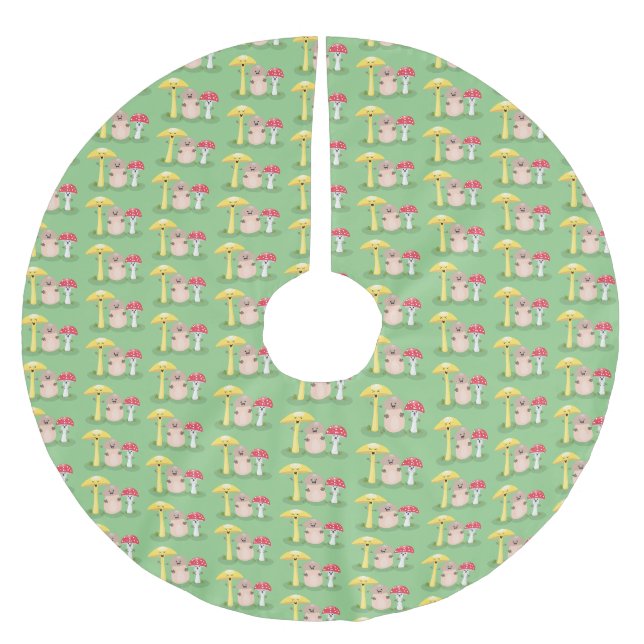 Niedlicher Kawaii-Pilzpilz Polyester Weihnachtsbaumdecke (Vorderseite)