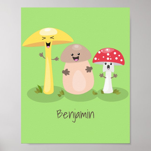 Niedlicher Kawaii-Pilzpilz Poster (Vorne)