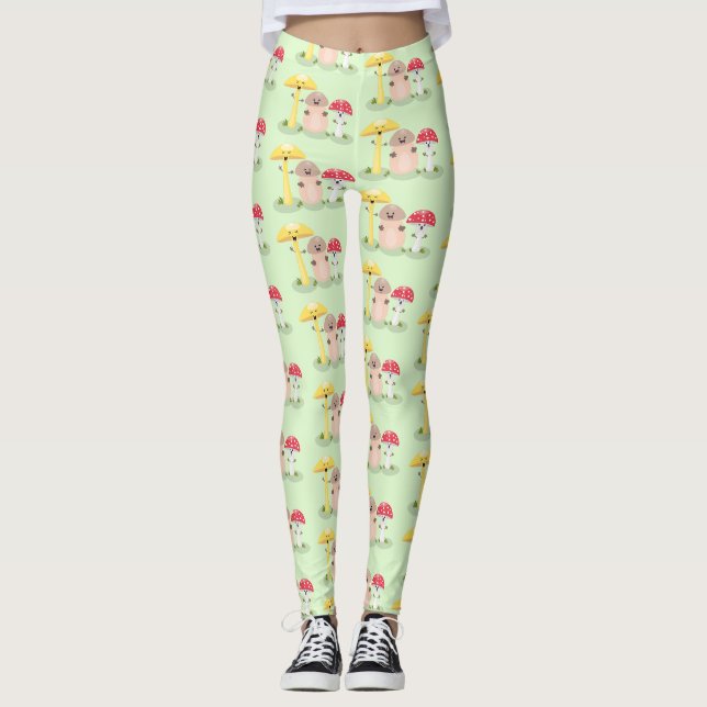 Niedlicher Kawaii-Pilzpilz-Toadstool-Cartoon Leggings (Vorderseite)