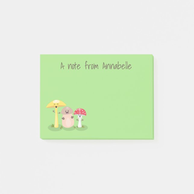 Niedlicher Kawaii-Pilzpilz-Toadstool-Cartoon Post-it Klebezettel (Vorderseite)