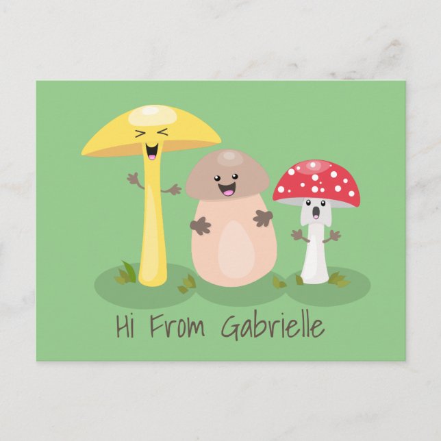 Niedlicher Kawaii-Pilzpilz-Toadstool-Cartoon Postkarte (Vorderseite)
