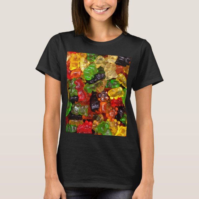 niedlicher Kawaii Regenbogen bunter Bonbär gummy T-Shirt (Vorderseite)