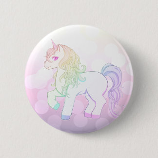 Niedlicher kawaii Regenbogen farbiges Unicornpony Button
