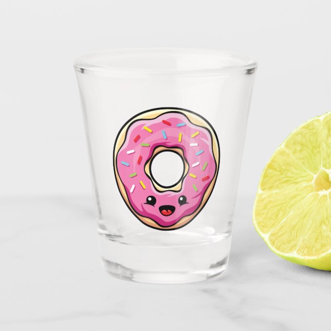 Niedlicher Kawaii-Rosa Donut Schnapsglas (Vorderseite)