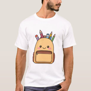 Niedlicher Kawaii-Rucksack mit Schulmaterial T-Shirt