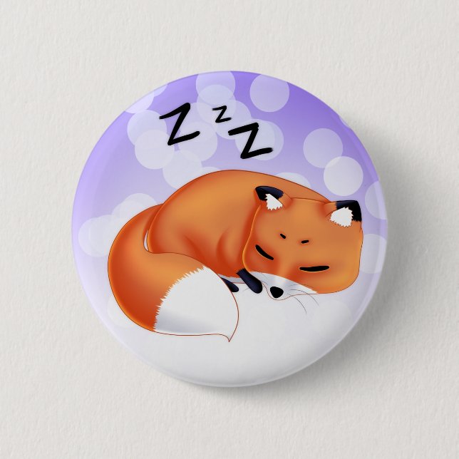 Niedlicher Kawaii SchlafenCartoonfuchs Button (Vorderseite)